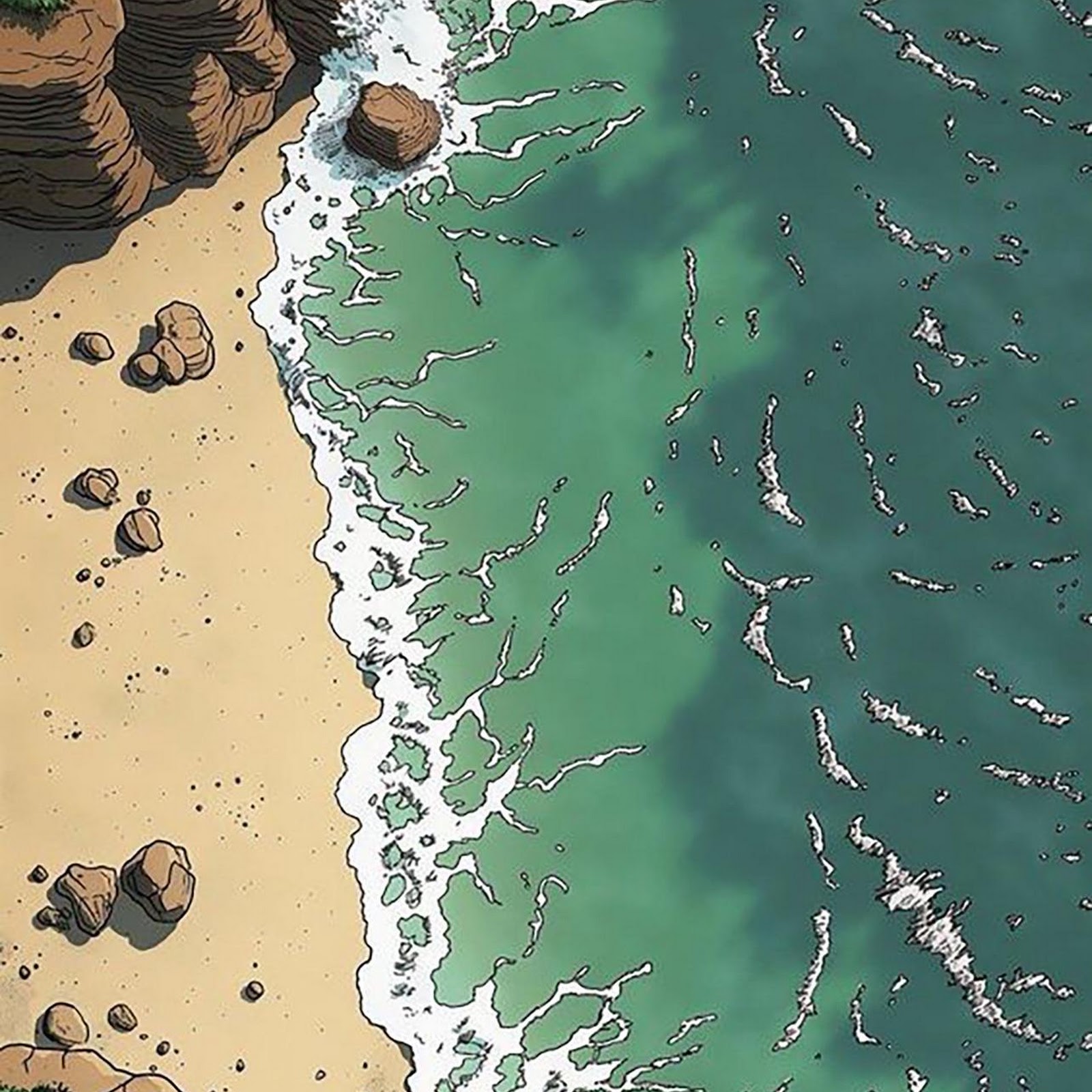 Download Comic Style Ocean Coastline Full HD iPhone
