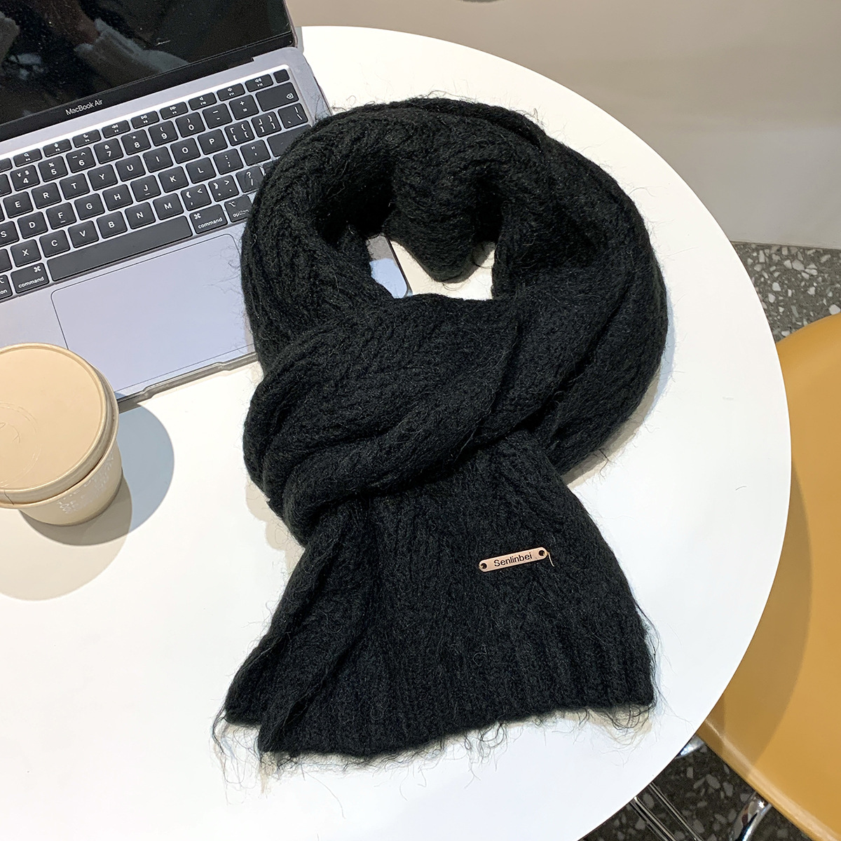 Alpakawolle Strickschal, warm und weich, 24x165 cm