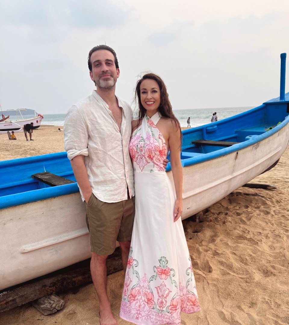 Vera Fritsch wearing the Jules dress in Matinee Rose, Goa