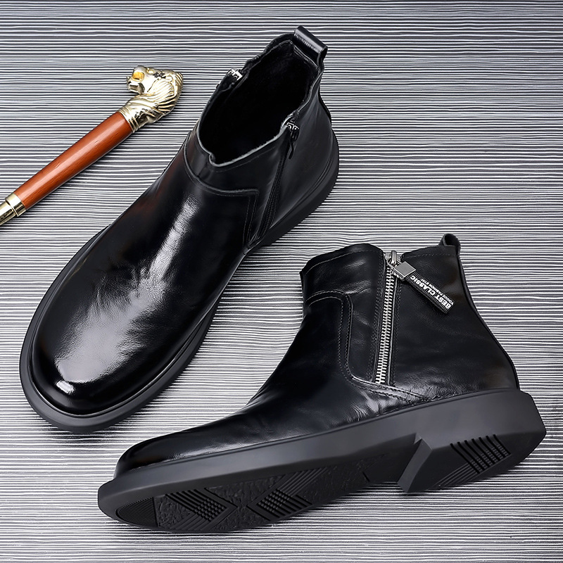 Herren-Chelsea-Stiefel aus Rindsleder, gefüttert