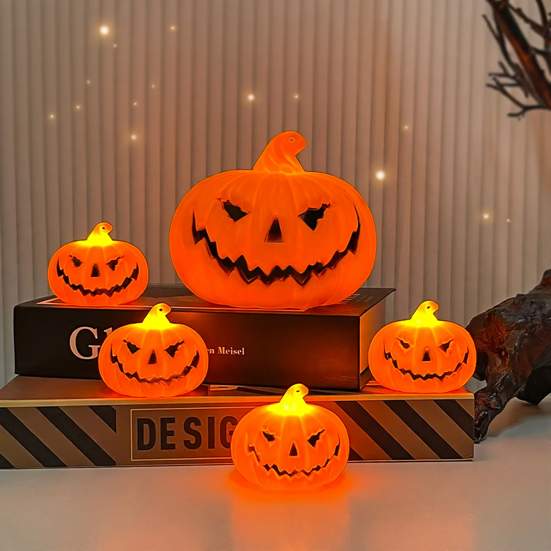 LED Pumpkin Lamp with Carry Handle for Halloween Decoration