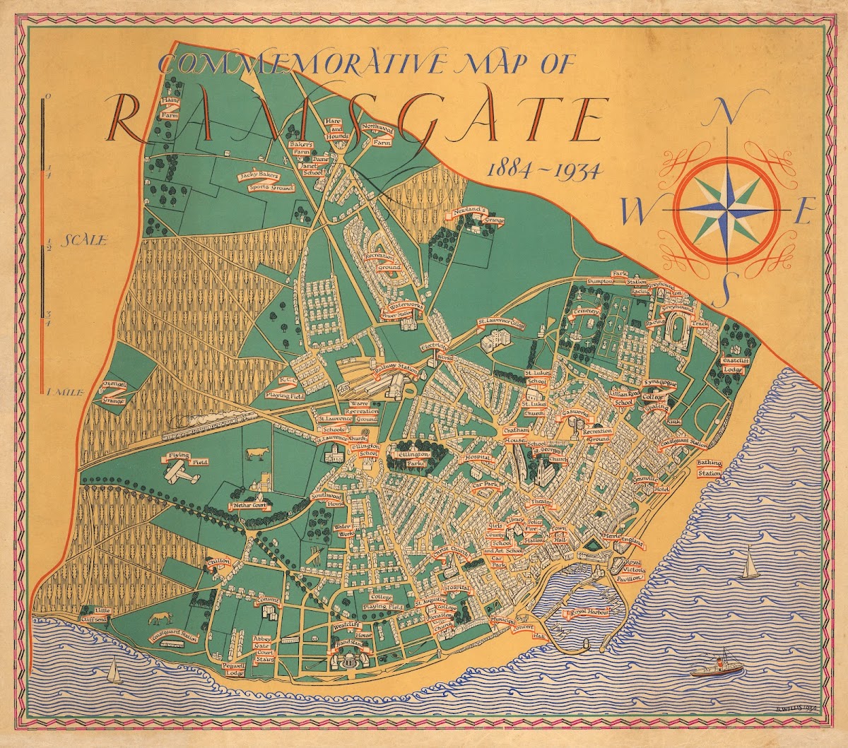 Commemorative Map Of Ramsgate 1884 1934 1934
