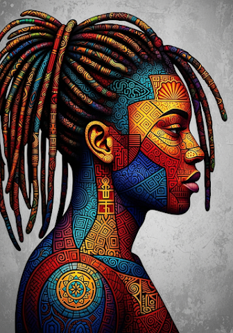 Vibrant Patchwork Afrocentric Portrait