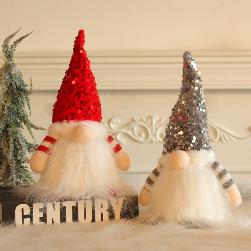 Illuminated Christmas Gnome Figure with Sequins