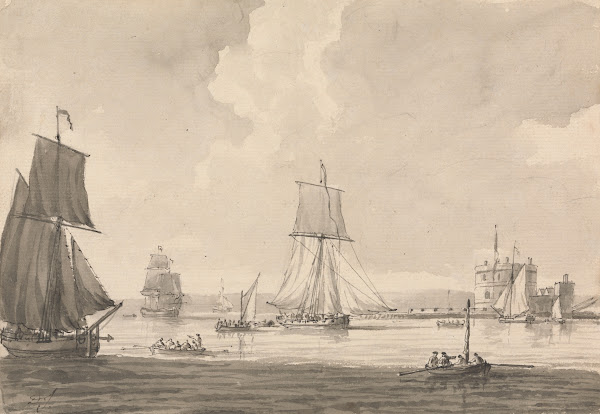 Shipping in Southampton Water off Calshott Castle