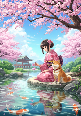Sakura Pond Shiba Inu