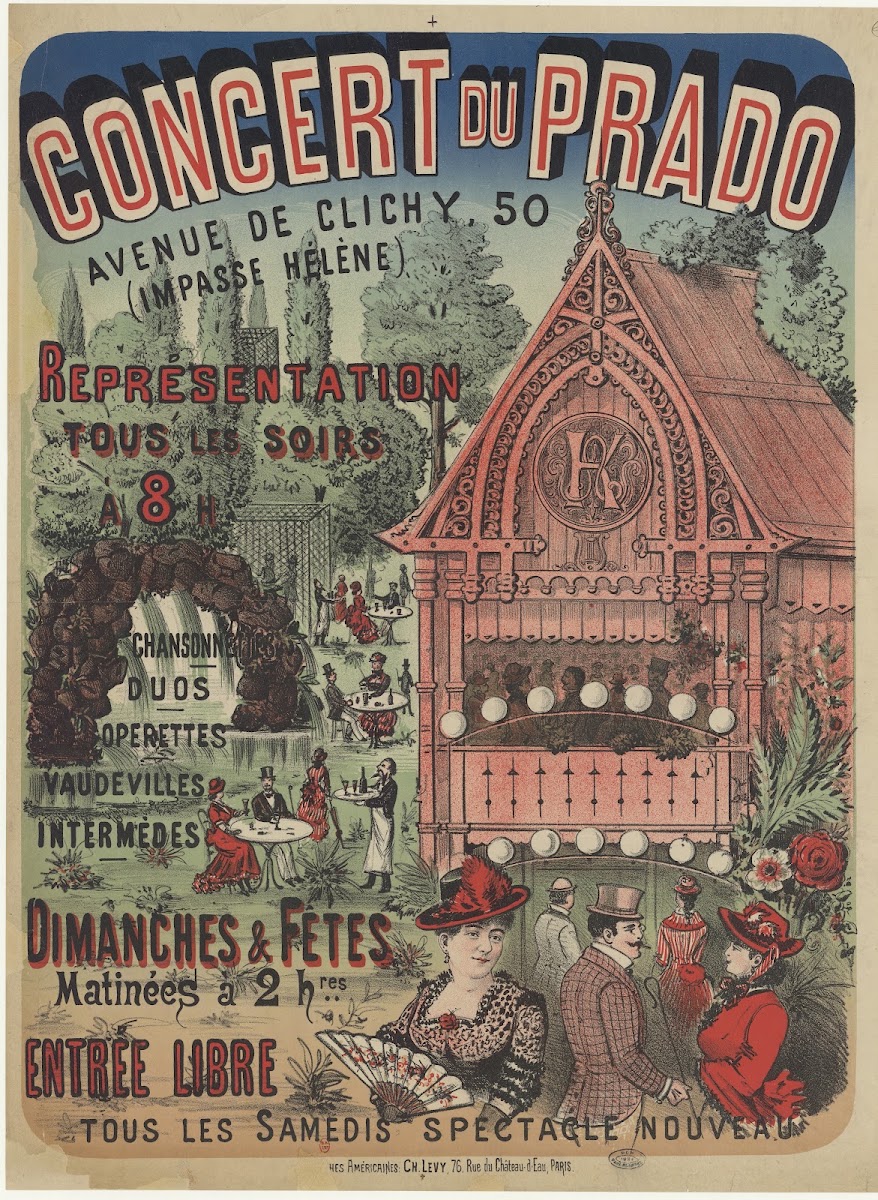 Concert du Prado Avenue de Clichy 50 Impasse Hélène Représentation tous les soir