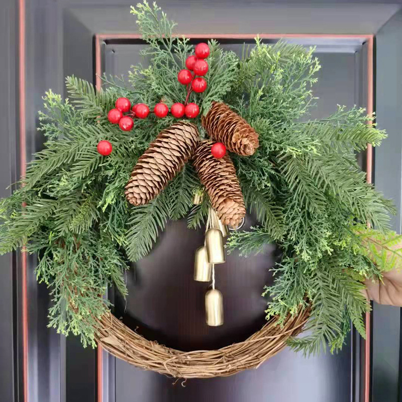 Christmas wreath with bells in country style