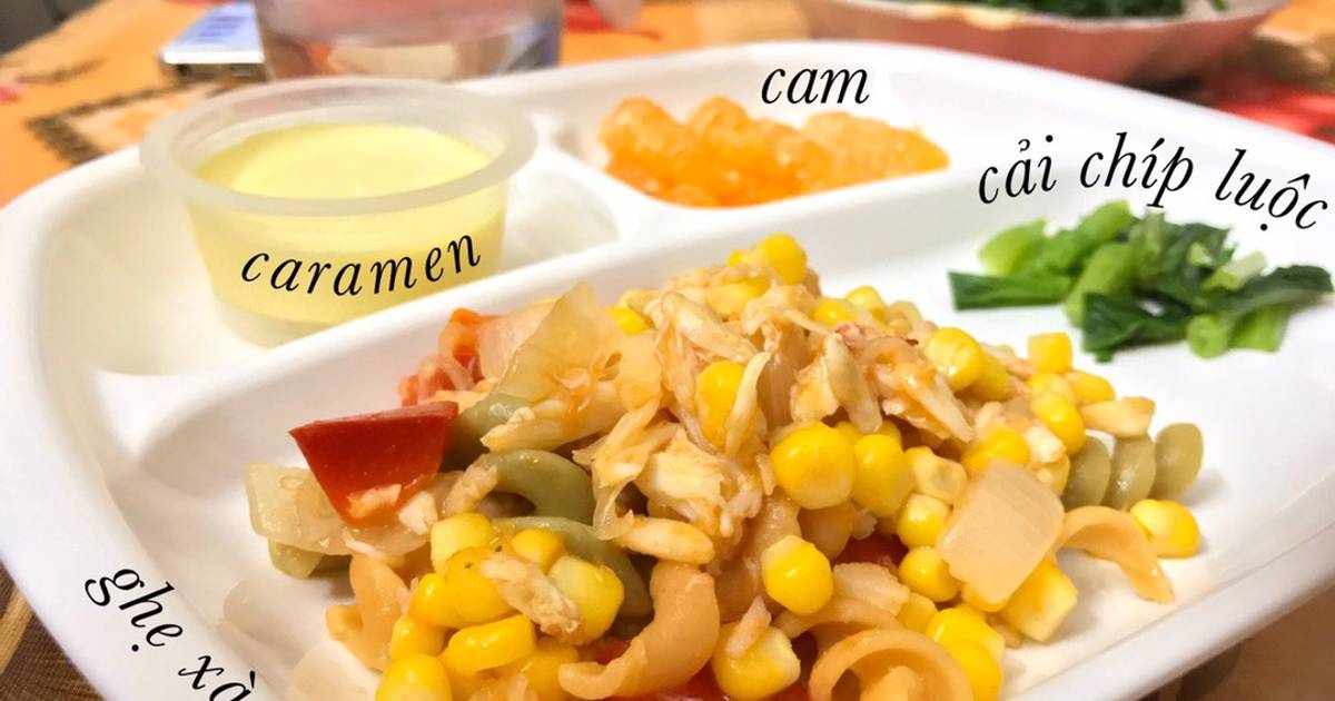 Thịt ghẹ xào nui cho bé ăn dặm