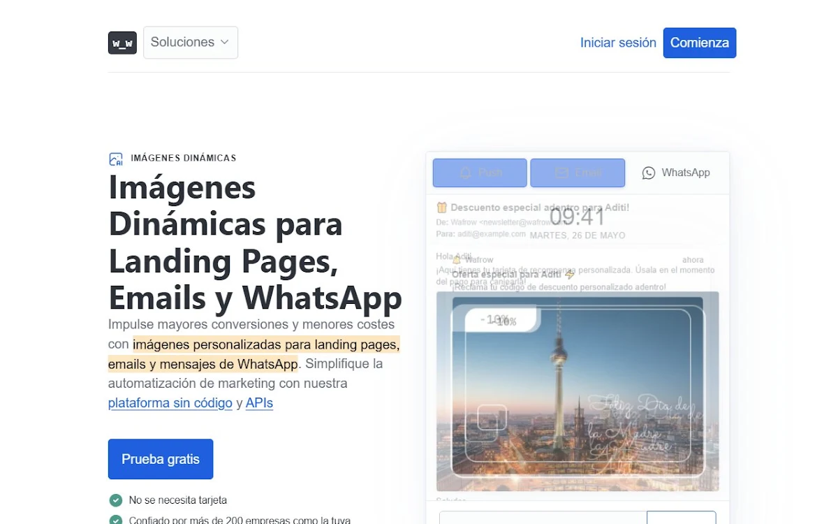 Captura de Wafrow. Landing pages on steroids