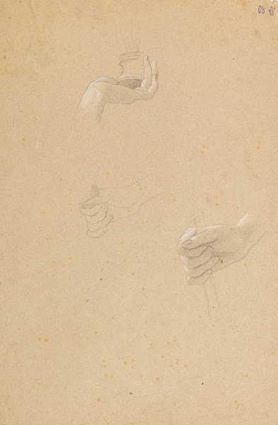 Hand studies for the kneeling maenad in the Altar des Dionysos 1886 87