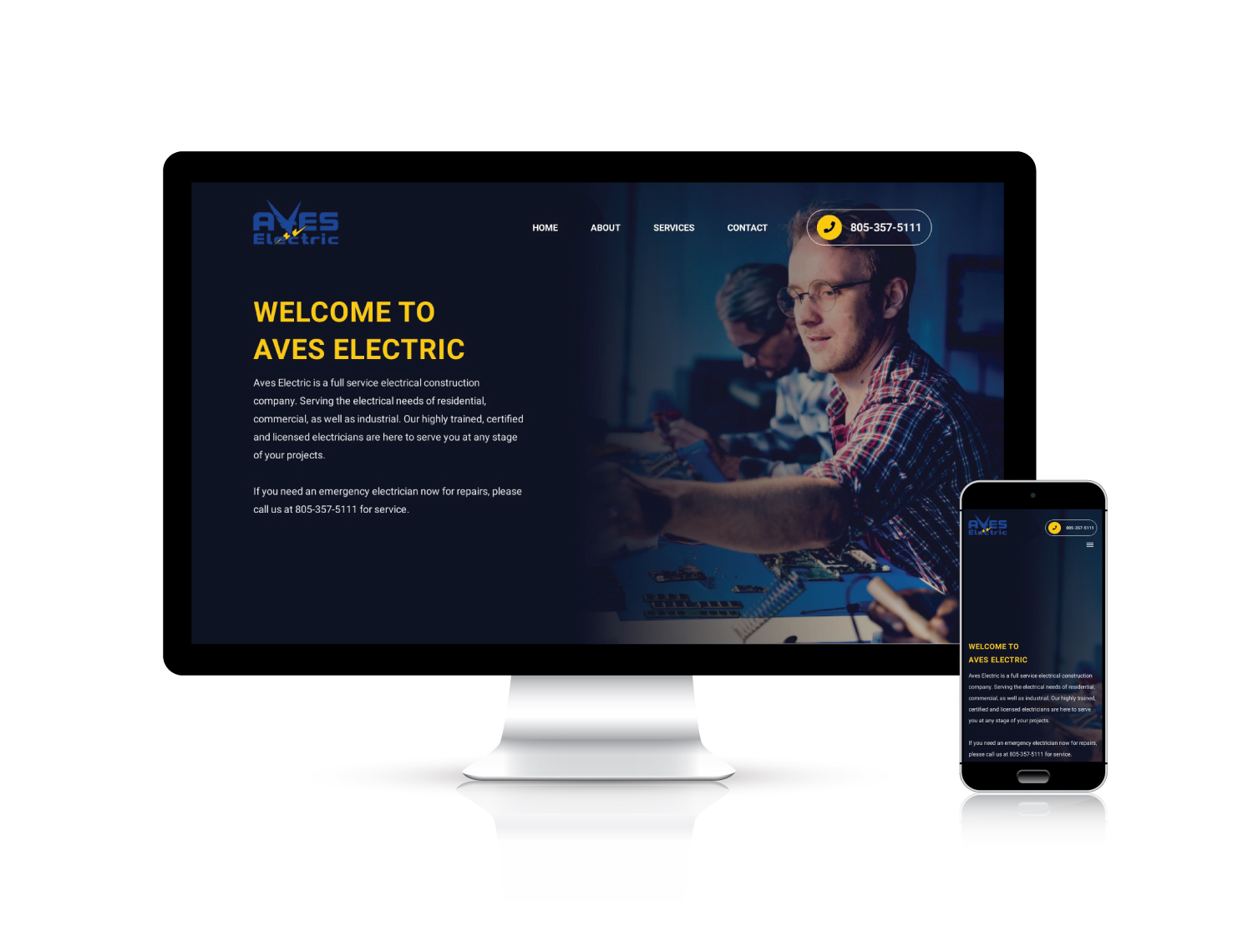 Aves Electric website design portfolio project