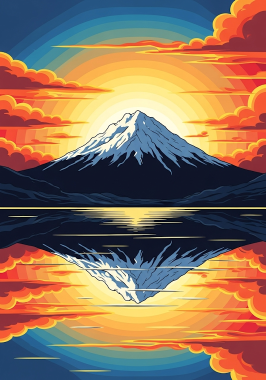 Sunrise Mountain Lake Graphic