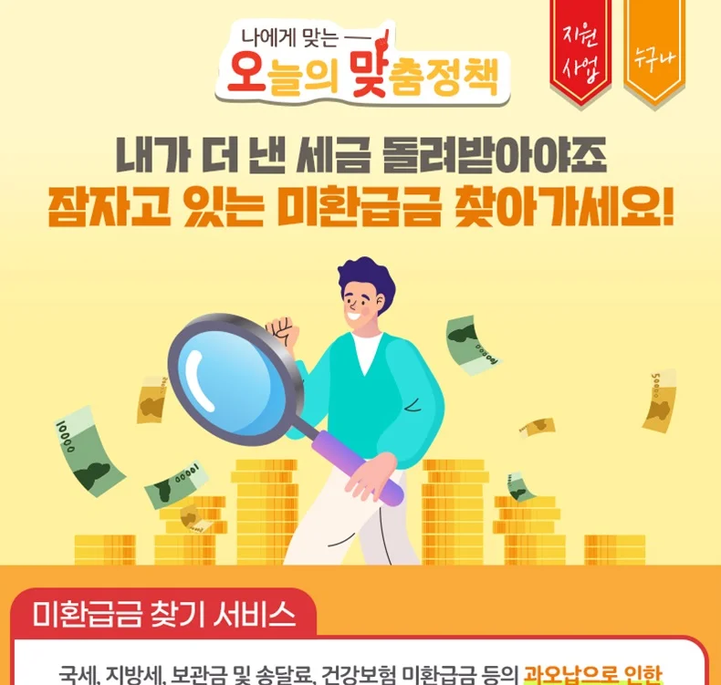 정부24 미환급금 찾기 서비스 안내