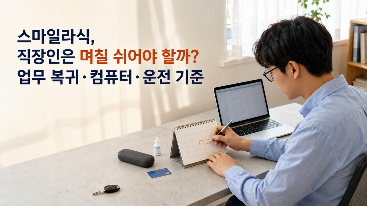 스마일라식, 직장인은 며칠 쉬어야 할까? 업무 복귀·컴퓨터·운전 기준