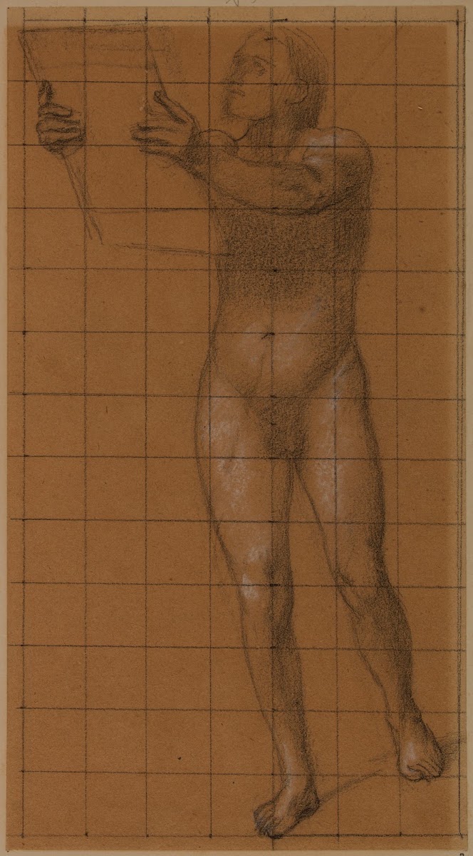 Homme nu de face tenant une tablette 1886 1889