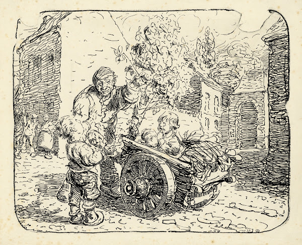 Man met kinderen en kar 1919