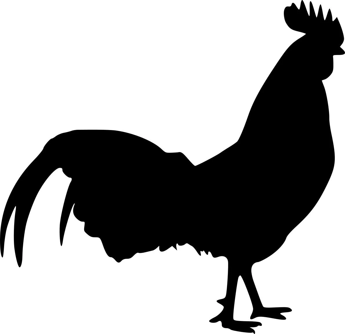 Rooster silhouette Free SVG for Plasma Cutter cutting and engraving, farm animal vector art