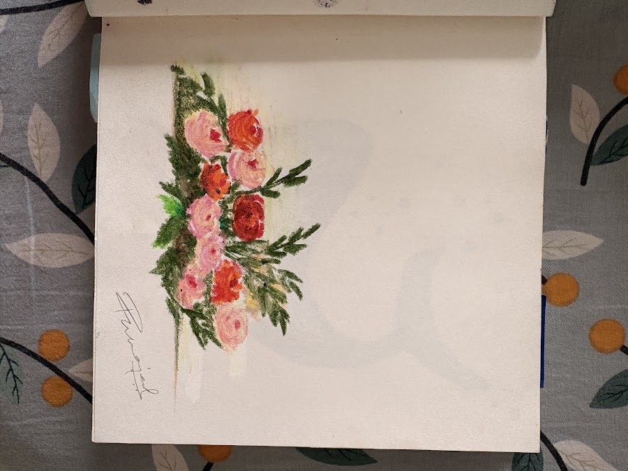 Small hand-painted floral study