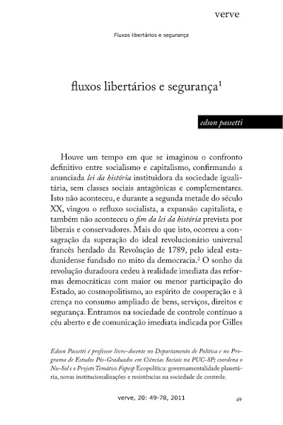 PASSETI, Edson. Fluxos libertários e segurança