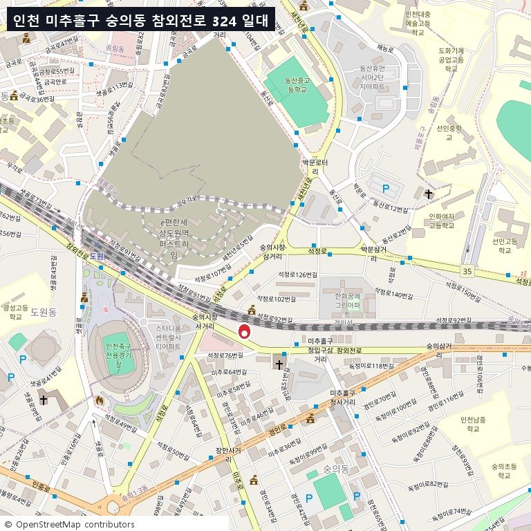 인천 미추홀구 숭의동 참외전로 324 일대 위치도