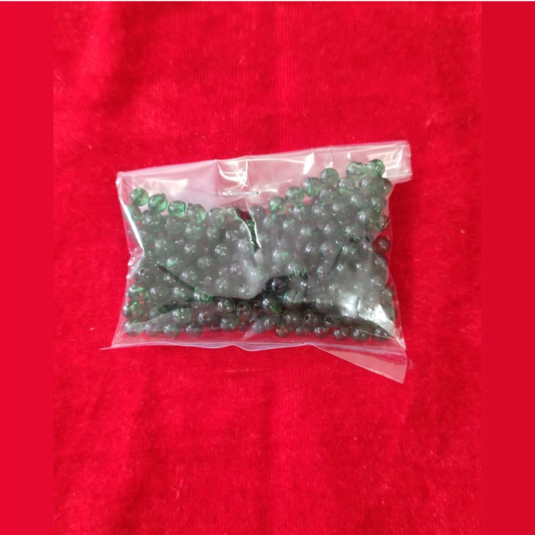 5 mm plastic green beads-pack of 10 gm