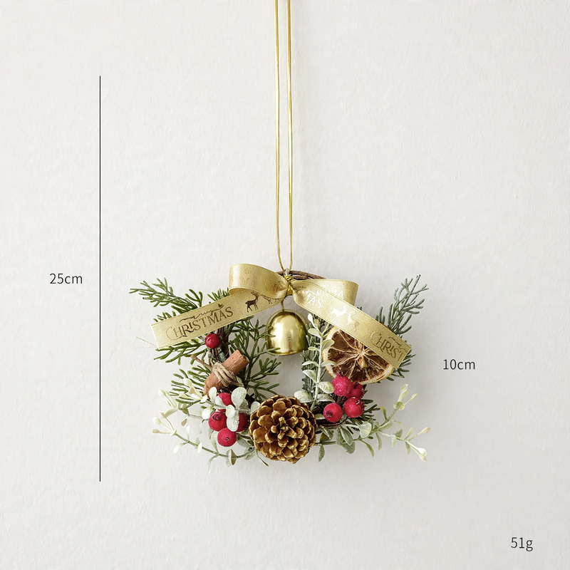 Mini Christmas Wreath with Pinecones and Bells