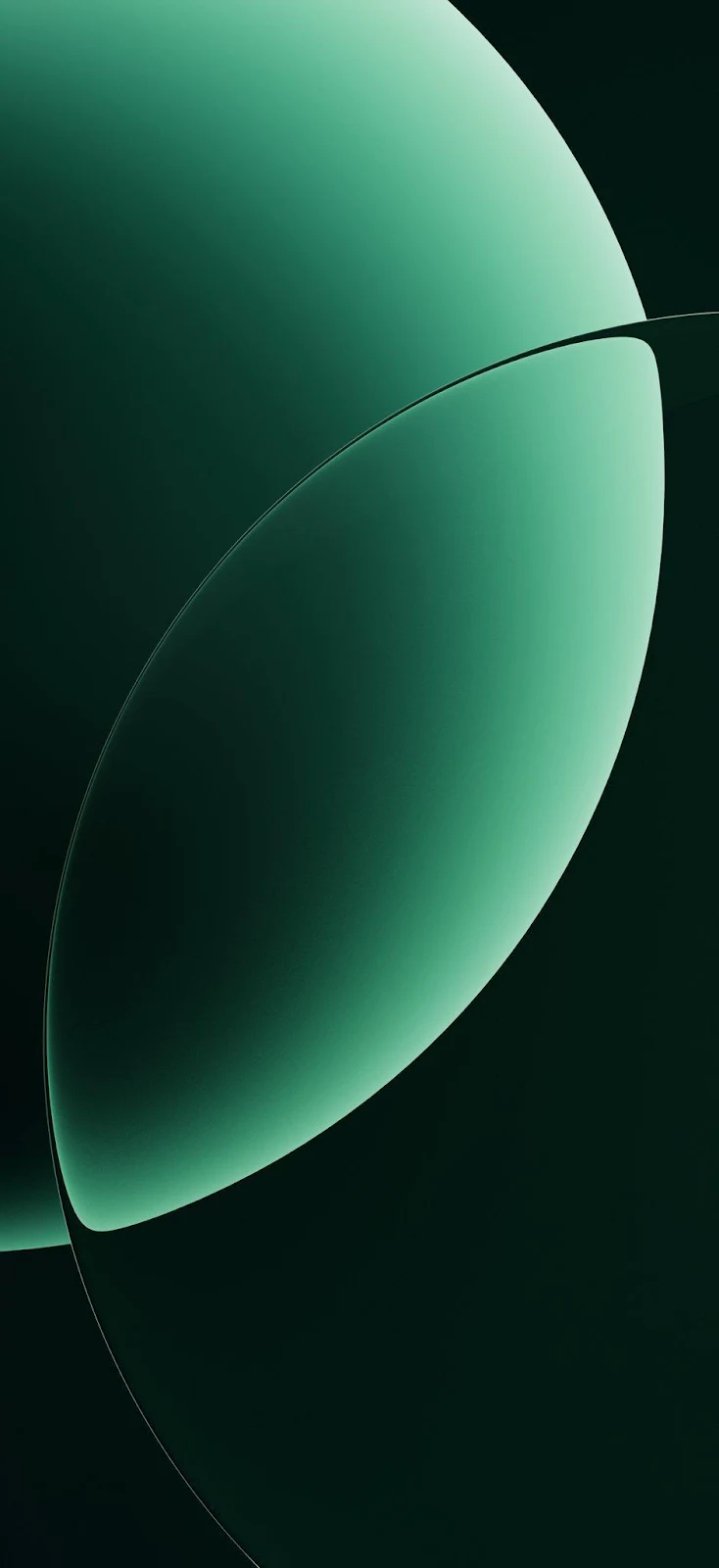 Abstract Green Curved Layers - Minimalist Digital Art iPhone Wallpaper (940x2048)
