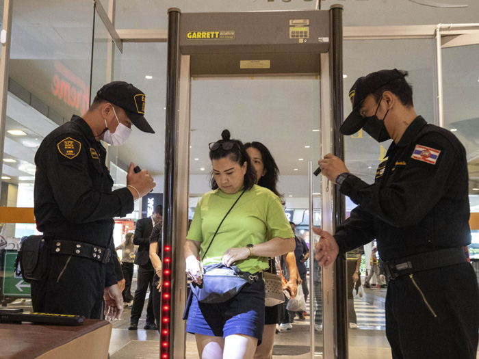 Modern shopping center with integrated security systems