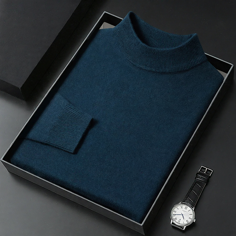 Herren-Strickpullover mit Stehkragen, schlichtes Design