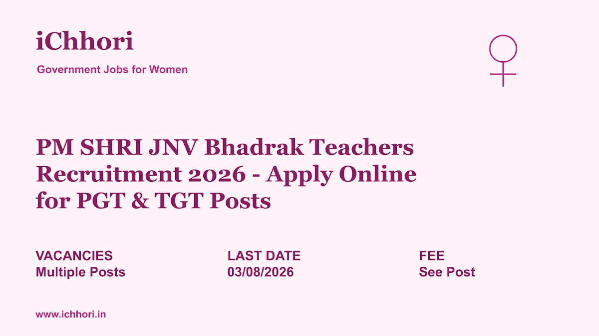 PM SHRI JNV Bhadrak Teachers Recruitment 2026 - Apply Online for PGT & TGT Posts - iChhori