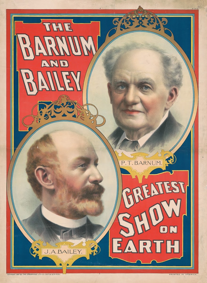 The Barnum  Bailey Greatest Show on Earth Portraits of PT Barnum and JA Bailey 1