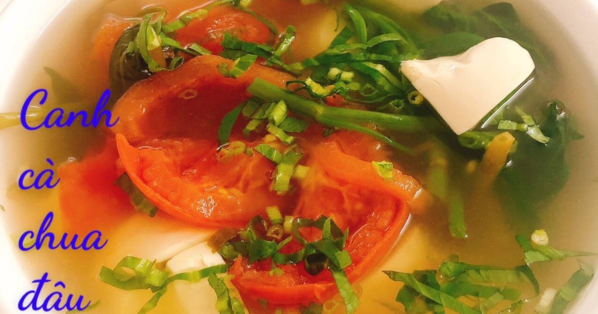 Rau muống luộc + Canh cà chua đậu hủ non