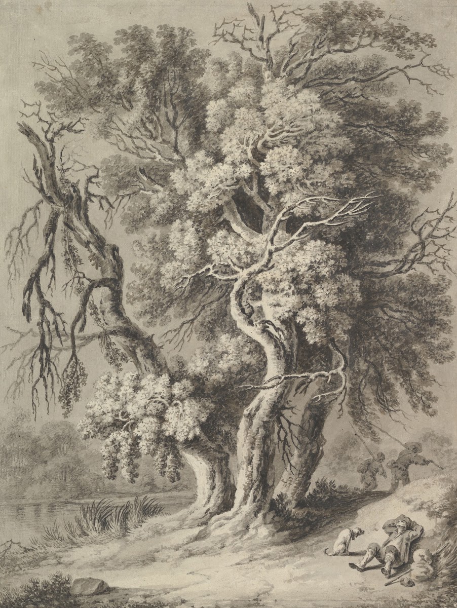 Riverscape With Hikers And A Dog Late 18thearly 19th Century