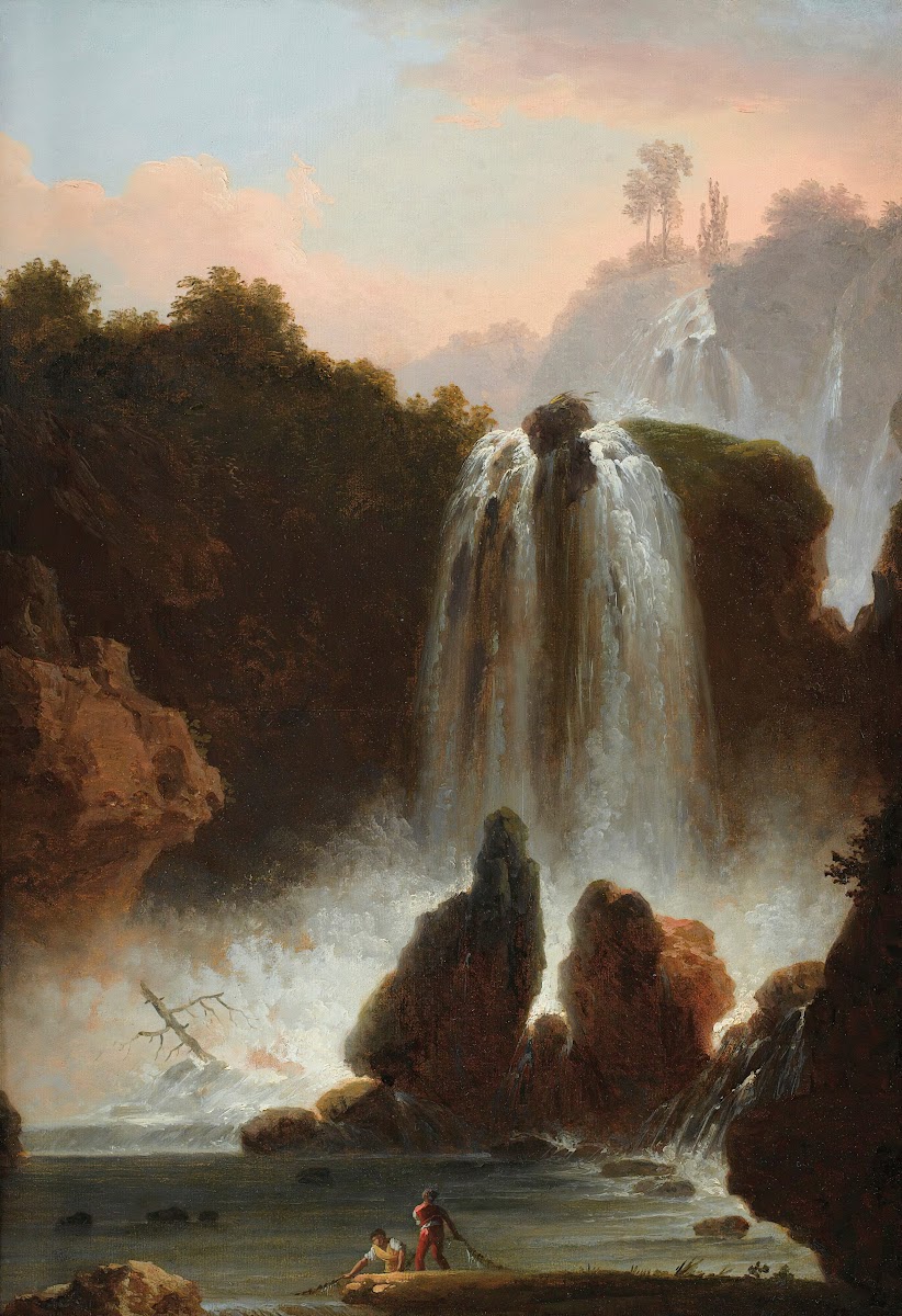 A Italian landscape witha cascade