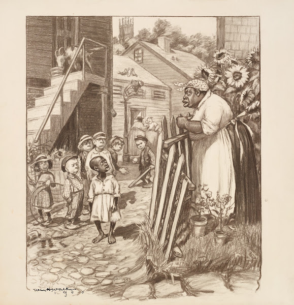 An African American woman talks angrily to an African American boy who is in the