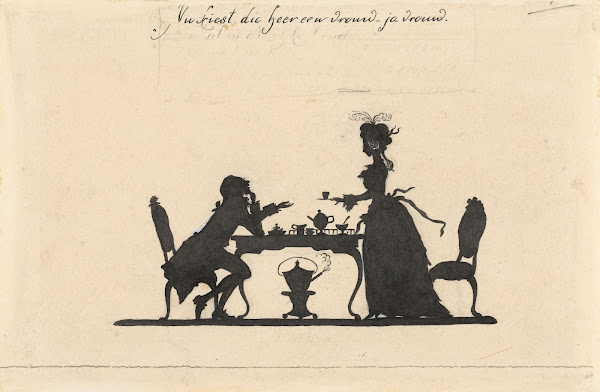 Silhouetten van man en vrouw aan de thee 1884   1917