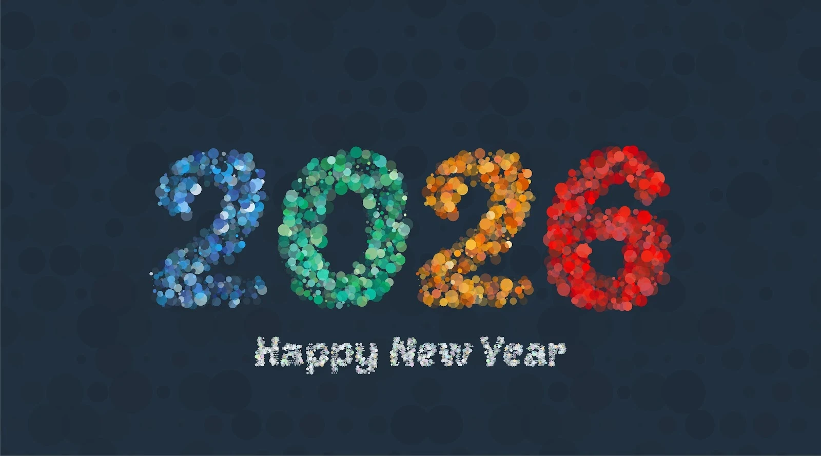 Colorful Dotted Happy New Year - Digital Pointillism Art 5K Wallpaper (6708x3728)