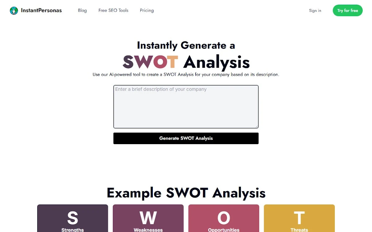 Captura de SWOT Analysis Generator