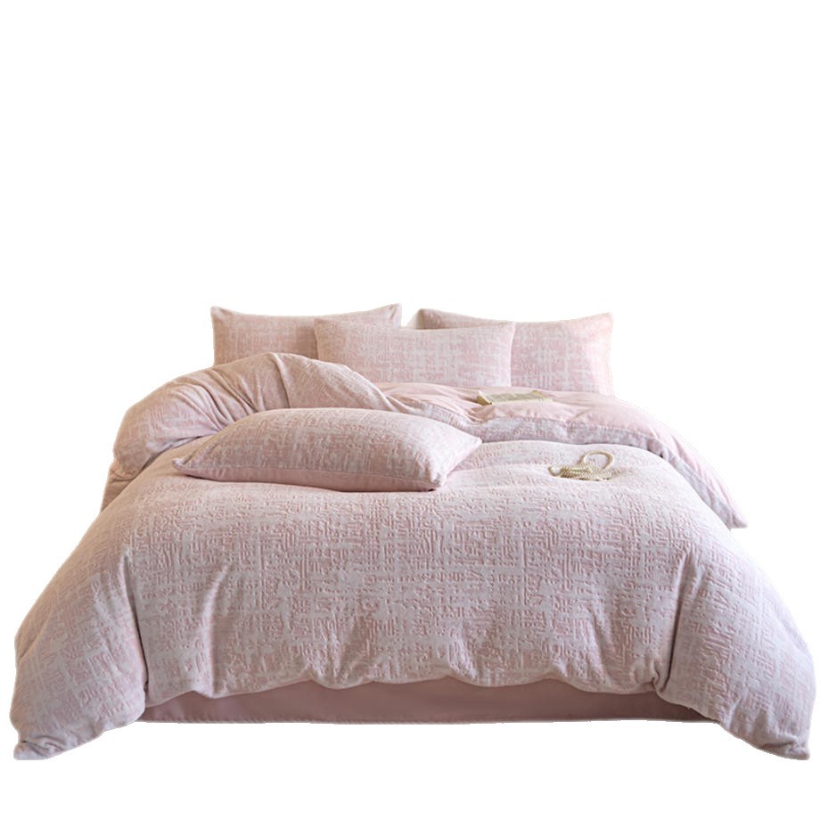 Milk fiber bedding set, 4-piece, geometric pattern
