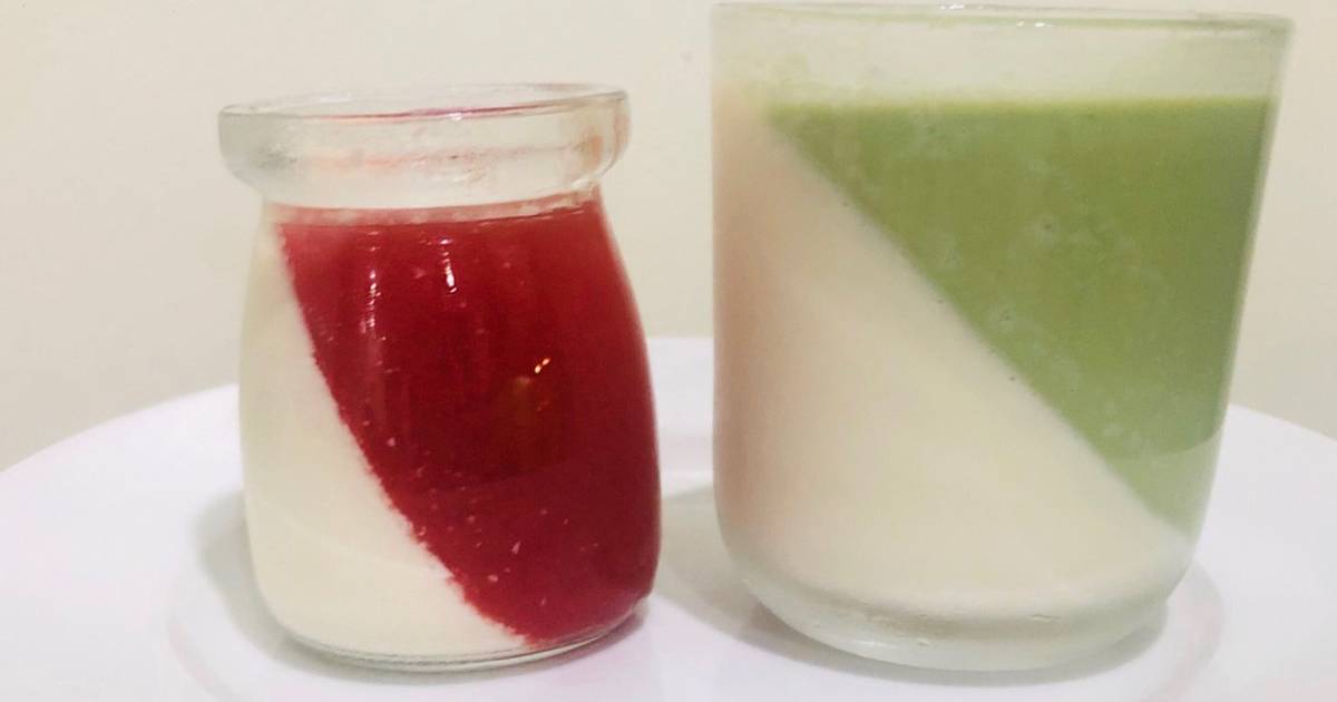 Panna cotta dưa hấu, trà xanh