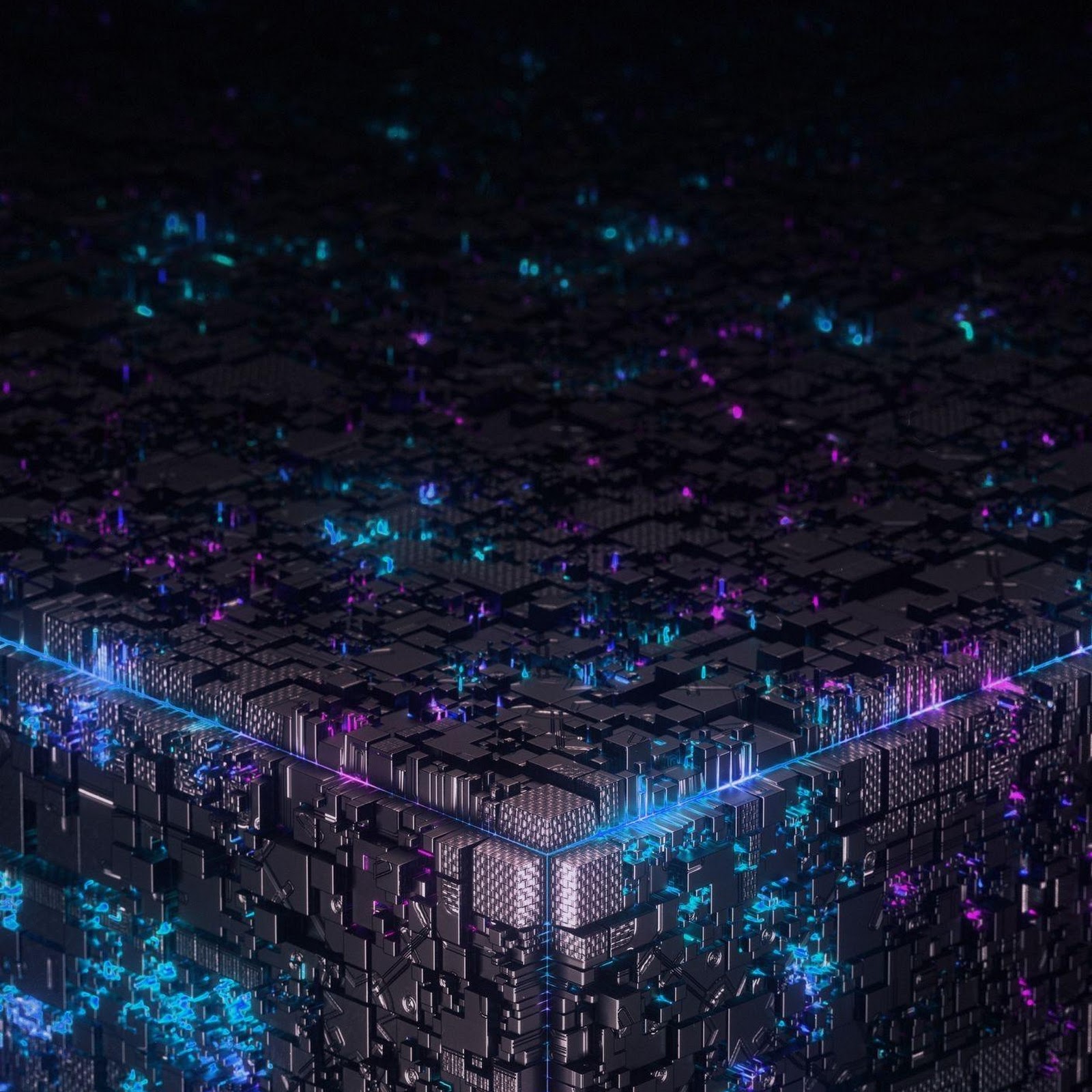 Download Abstract Glowing Cybernetic Cube Full HD iPhone