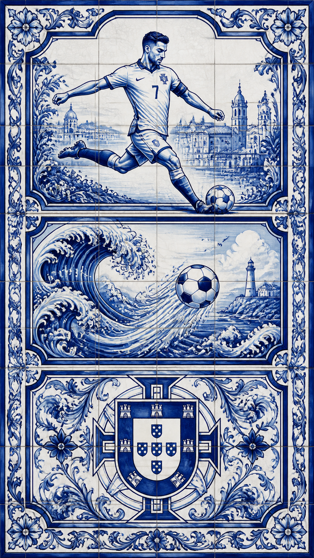 Ilustración de azulejos portugueses al estilo de los azulejos