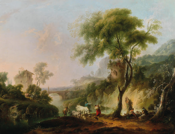 A Mediterranean landscape with shepherds and their flock