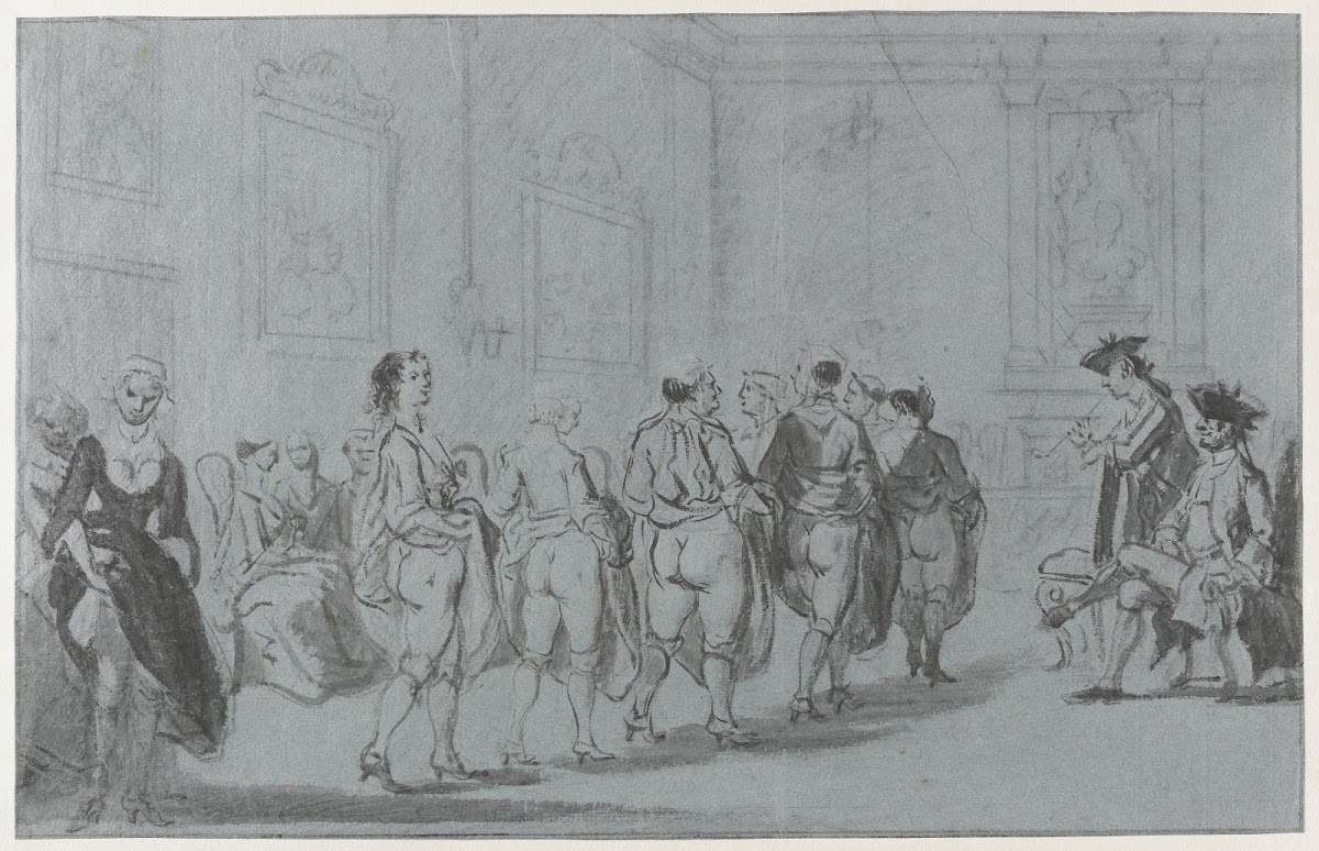 Prins Eugenius van Savoye keurt een revue van prostituées 1720