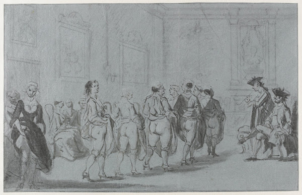 Prins Eugenius van Savoye keurt een revue van prostituées 1720