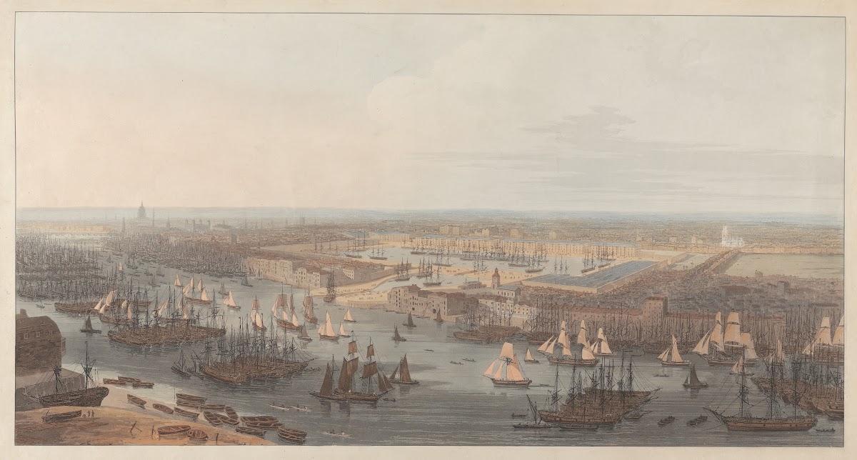 An Elevated View of the New Dock in Wapping 1803