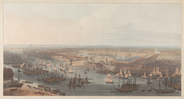 An Elevated View of the New Dock in Wapping 1803