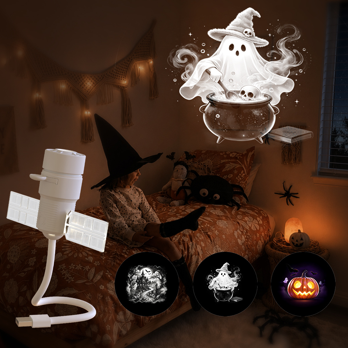 Halloween Starry Sky Projection Lamp with USB