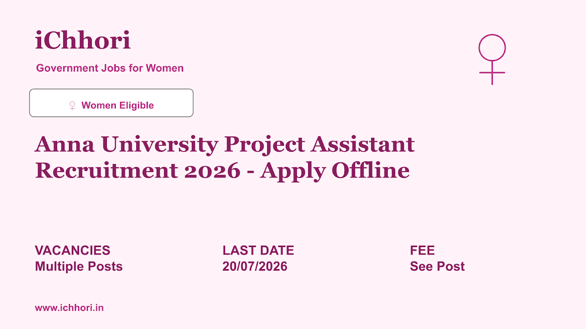 Anna University Project Assistant Recruitment 2026 - Apply Offline - iChhori
